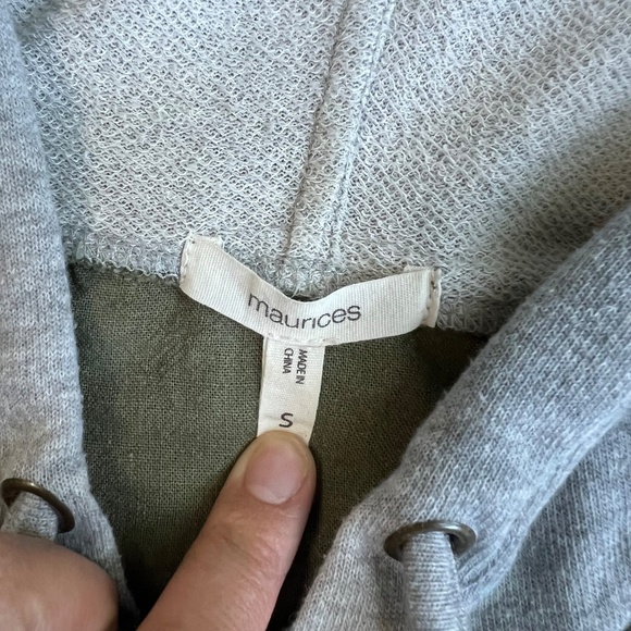 Maurice's Army Green Utility Jacket with Gray Jersey Hood, Size Small - Picture 4 of 10